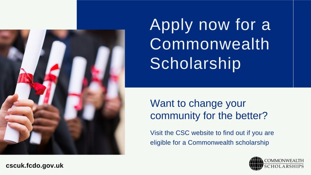 Commonwealth Master’s Scholarships 2022/2023 for Low and middle income Commonwealth countries (Fully-funded)