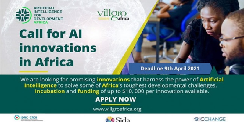 Villgro/AI4D Africa 2021 Call for Artificial Intelligence Innovation in Africa (Up to $10,000 in Funding)